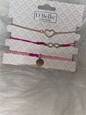D'Bello Pink & Gold Layered Bracelet Set